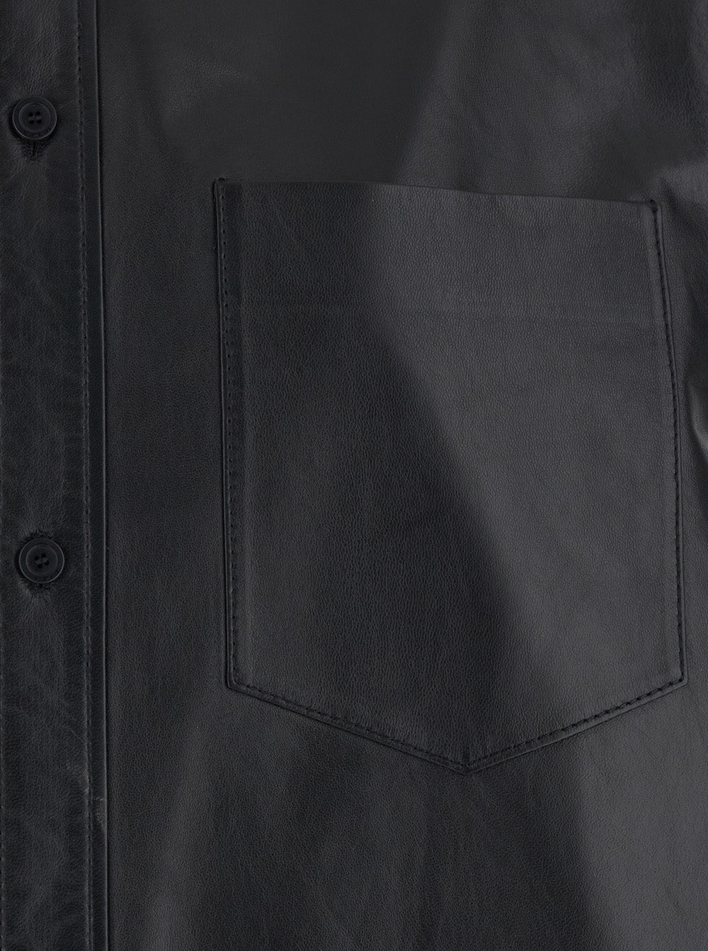 Balenciaga Women Shirt With Classic Collar And Front Pocket In Black Leather For Women BALENCIAGA