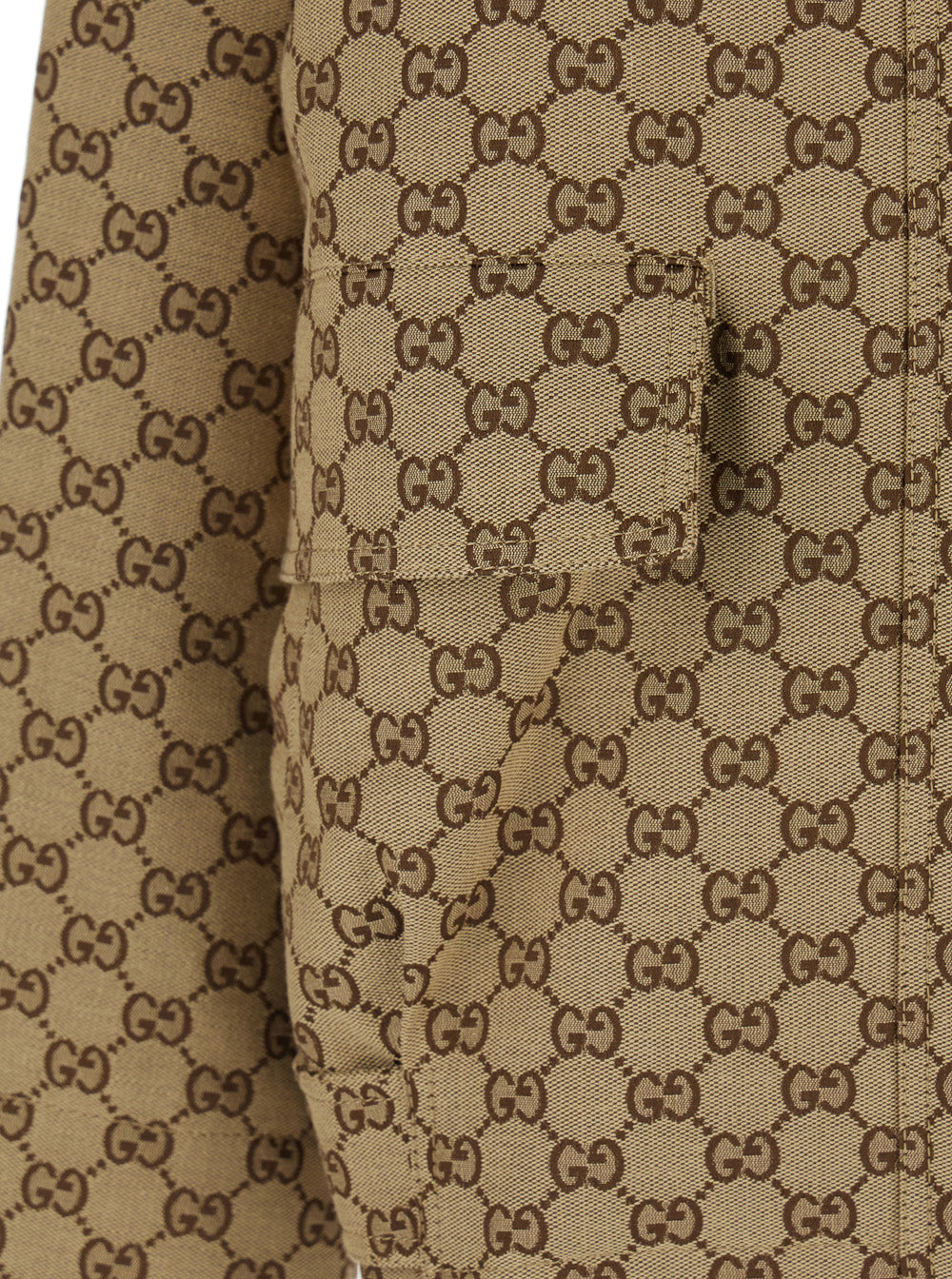 Gucci Women Brown Jacket With Classic Collar And All-Over Gg Motif In Cotton For Women GUCCI