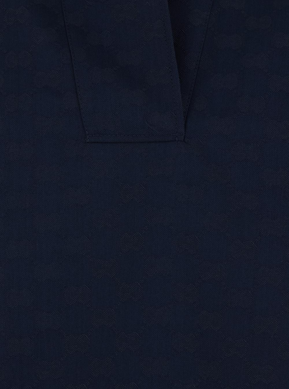Gucci Women Blue Blouse With Wide Collar And V-Neck In Cotton Blend For Women GUCCI
