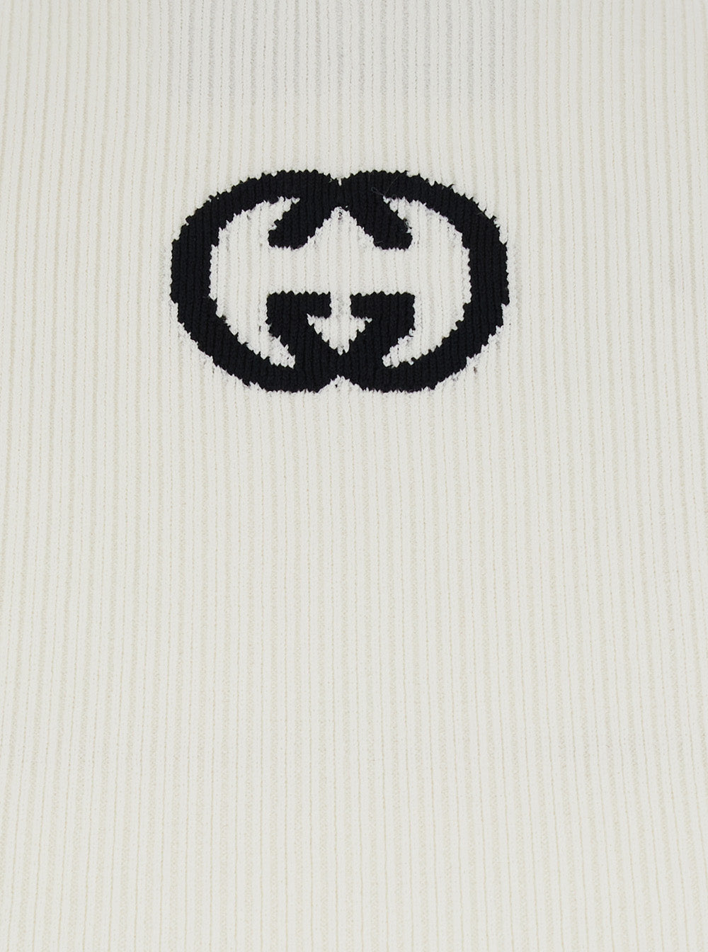 Gucci Women White Sleeveless Top With Gg Embroidery On The Rear And Ribbed Knit In Viscose Blend Woman GUCCI
