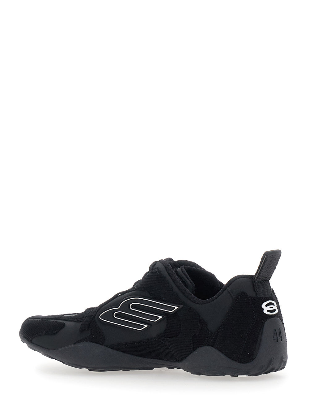 Balenciaga Men 'Monday Ultra' Black Low Top Sneakers With Logo Detail On The Side And Corduroy Panels In Tech Fabric Man BALENCIAGA