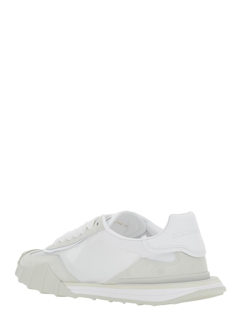 Dolce & Gabbana Men Dg Athletic' White Low Top Sneakers With Maxi Logo On The Side And Logo Patch On The Tongue In Suede And Mesh For Men DOLCE & GABBANA
