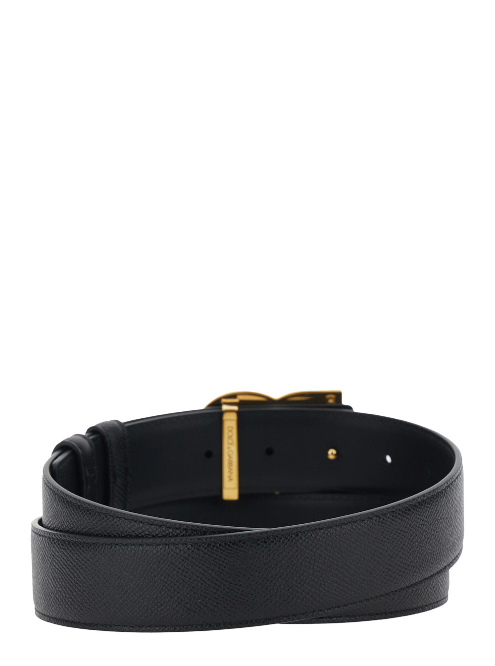 Dolce & Gabbana Men Black Belt With Logo Buckle In Leather For Men DOLCE & GABBANA