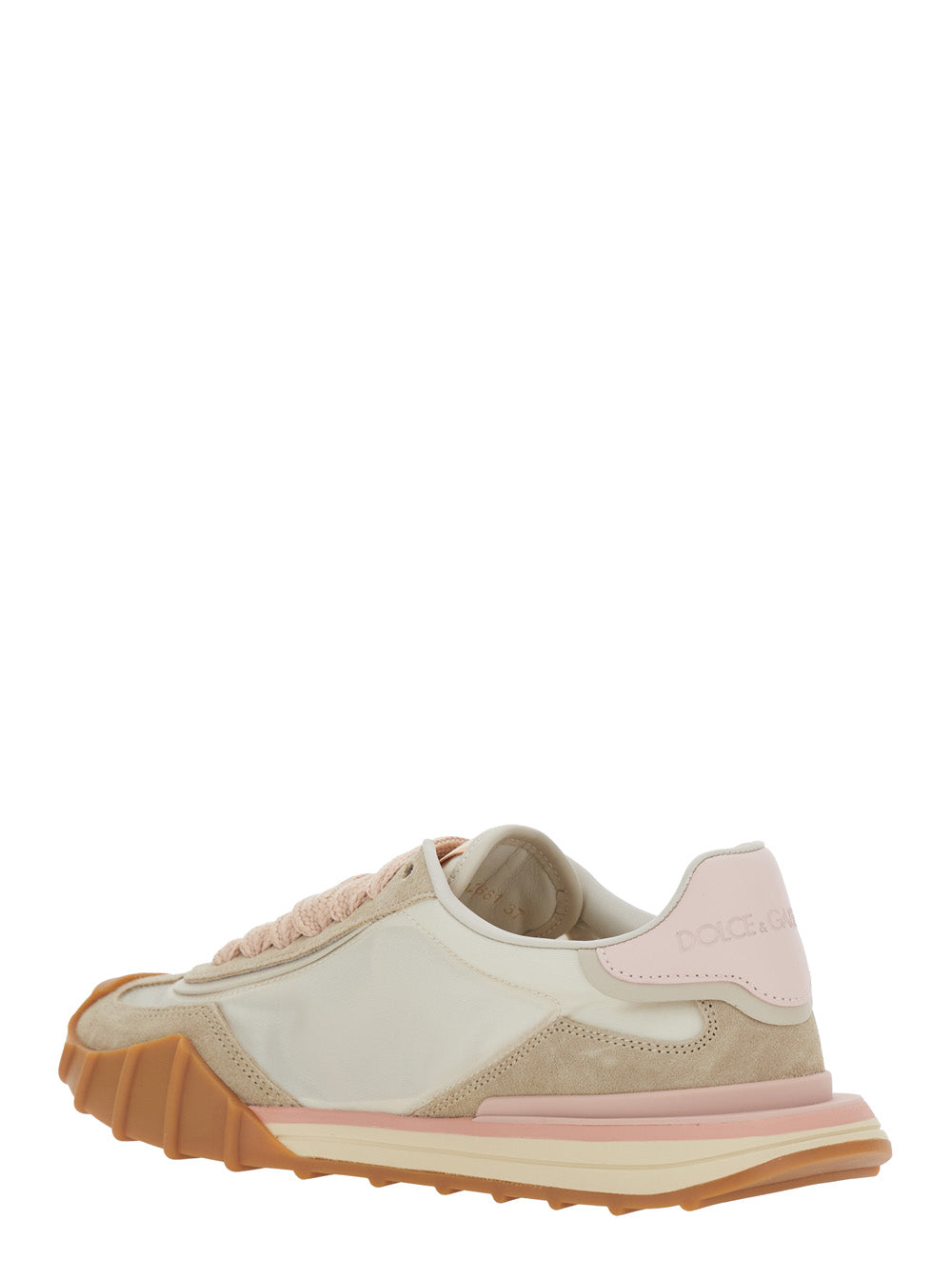 Dolce & Gabbana Women Pink Low Top Sneakers With Logo Lettering On The Tongue And Maxi Logo On The Side In Suede And Mesh Woman DOLCE & GABBANA