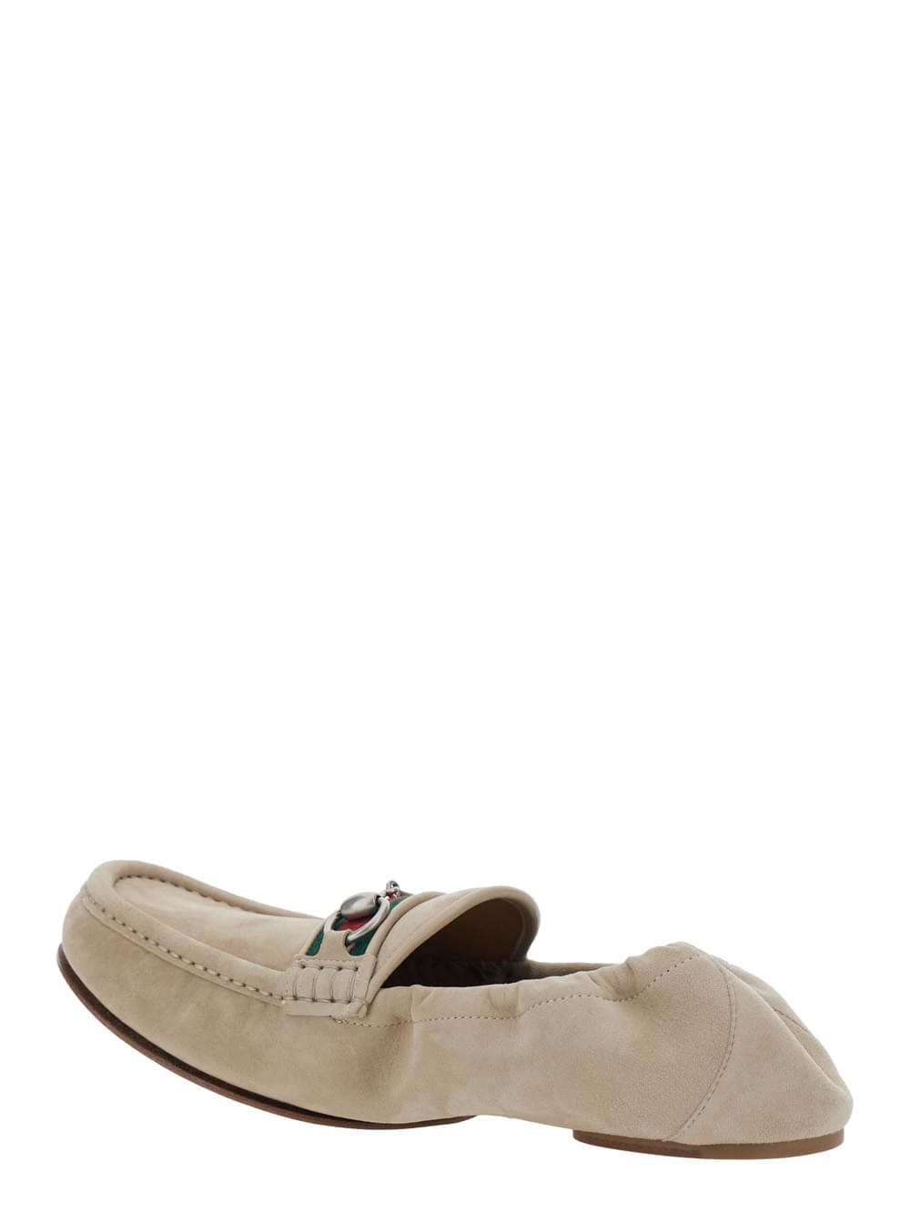 Gucci Men Beige Loafers With Horsebit Plate And Web Detail On The Front In Suede For Men GUCCI