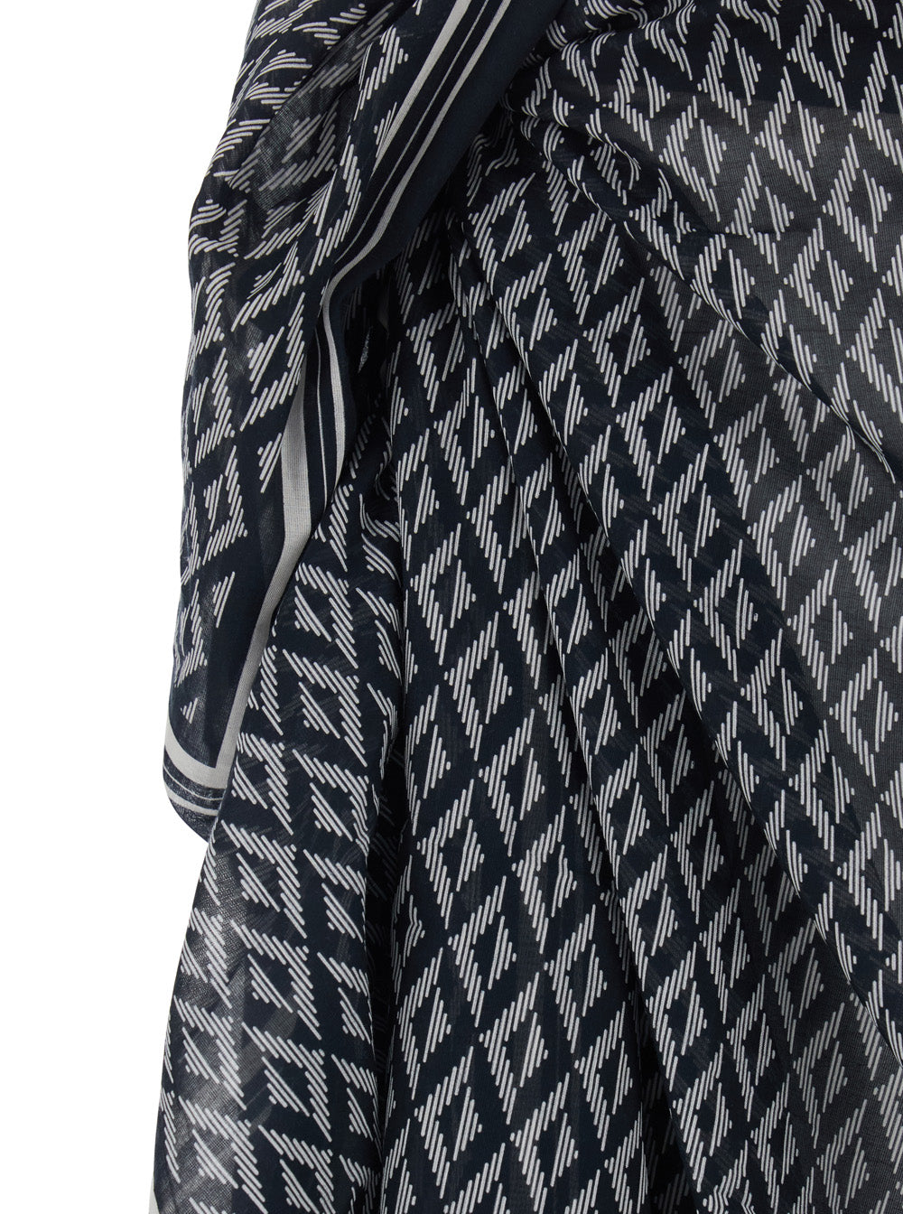 Tom Ford Men Black And White Asymmetrical Pareo With Geometric Motif In Cotton For Men TOM FORD