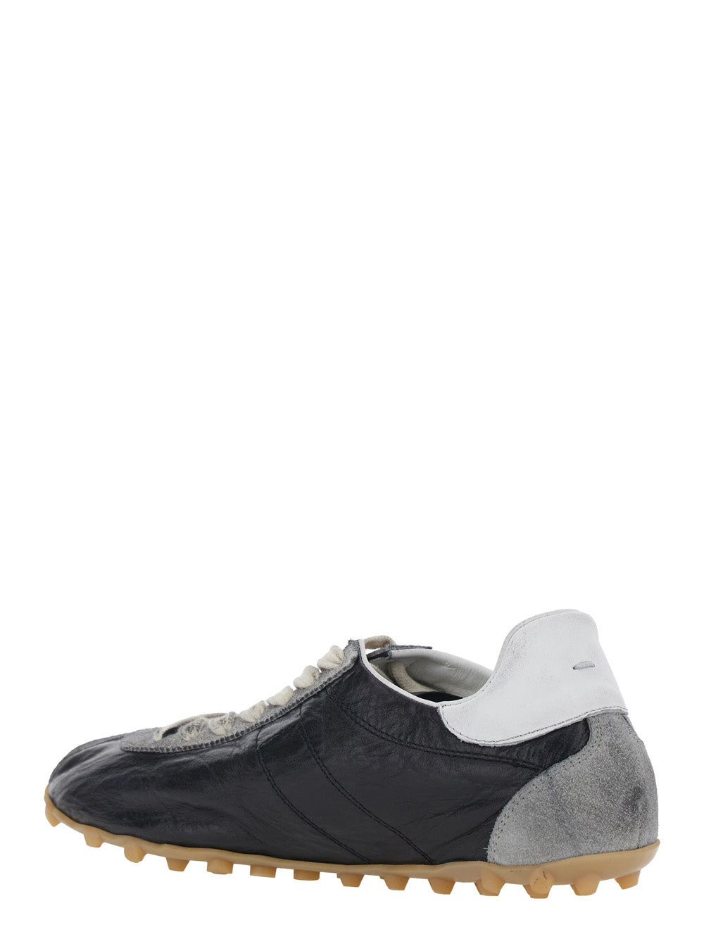 Maison Margiela Women 'Sprinters' Black Sneaker With Insert Design And Notched Sole In Leather Woman MAISON MARGIELA