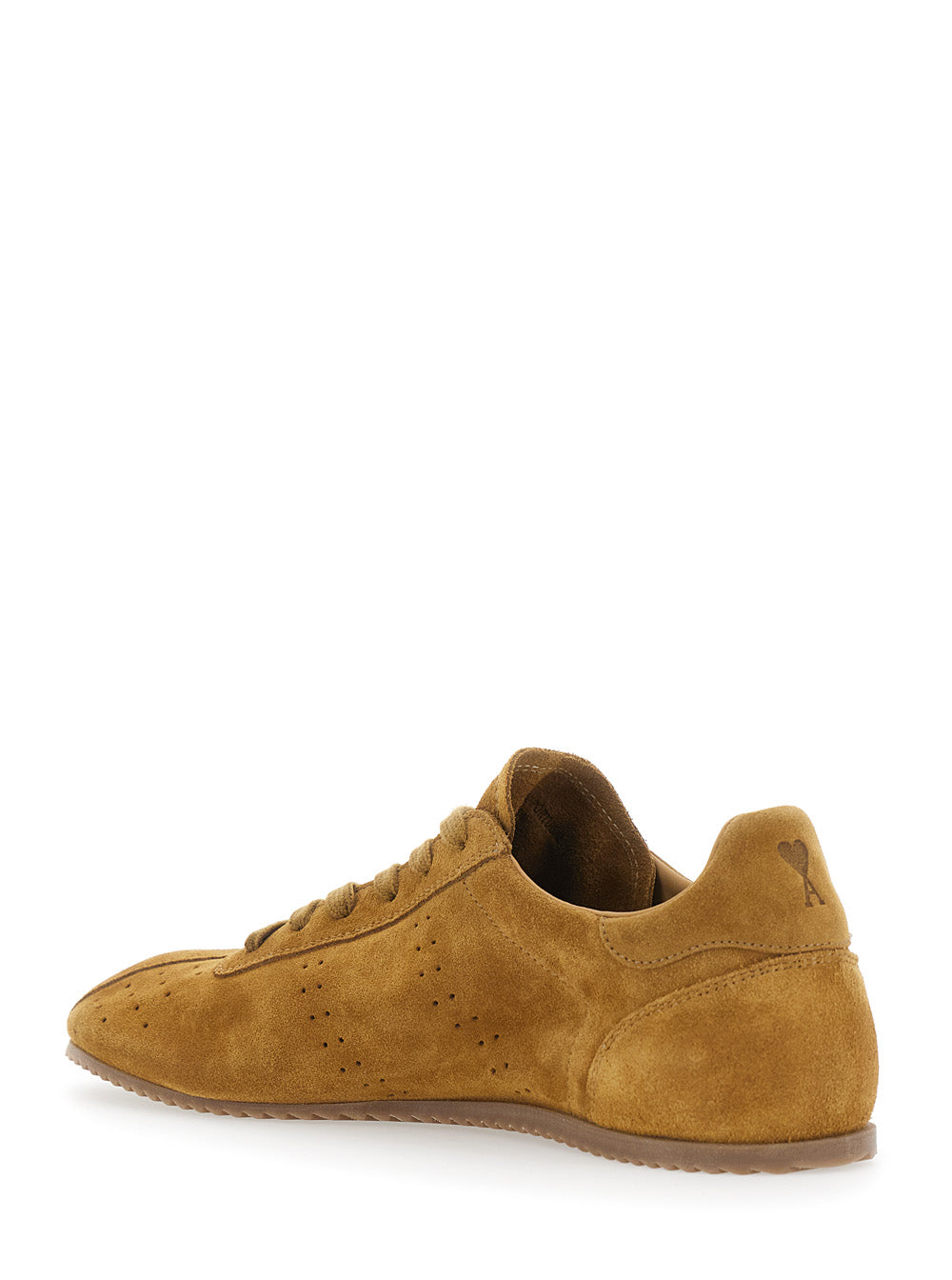 Ami Paris Men Brown Sneakers With Perforated Design And Embossed Logo On The Back In Suede Man AMI PARIS