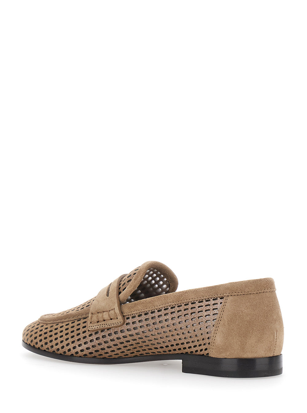 Brunello Cucinelli Women Brown Slip-On Loafers With Perforated Design In Leather Woman BRUNELLO CUCINELLI