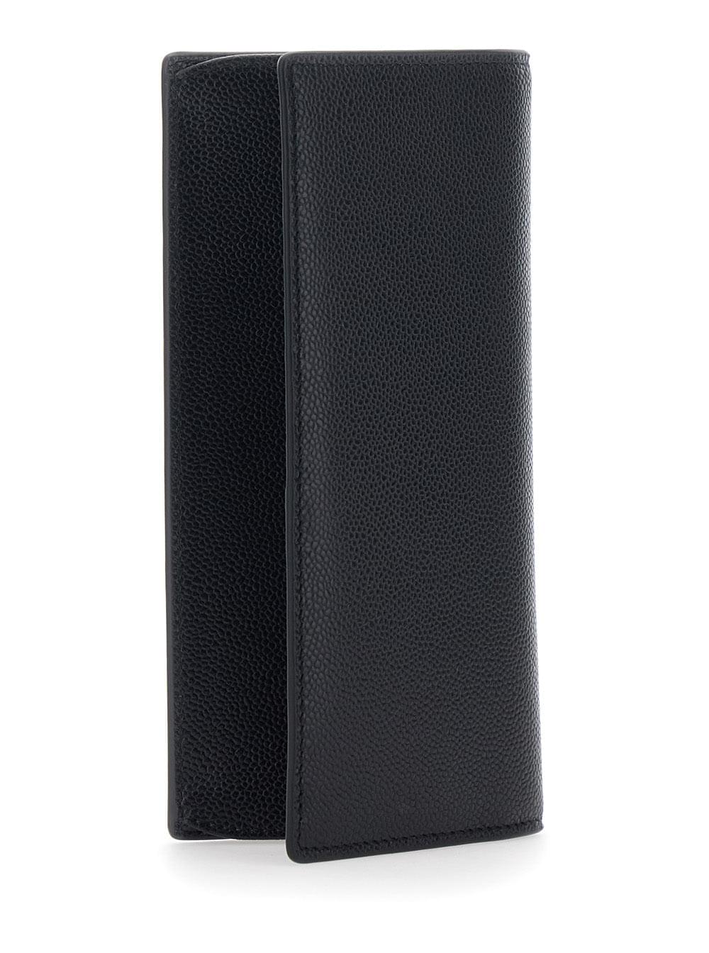 Tod's Men Vertical Wallet 'Tod's' With Logo Plate On The Front In Black Hammered Leather For Men TOD'S
