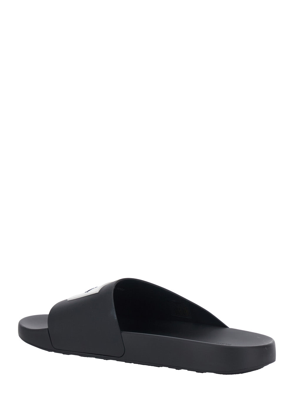 Givenchy Men Men's Black Wide Band Sandals With Contrast Logo Patch GIVENCHY