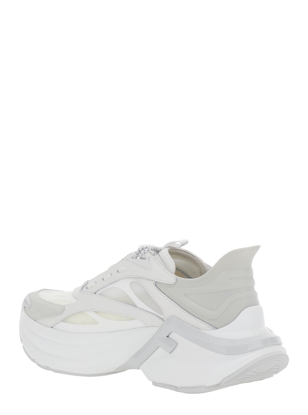 Fendi Women 'F-Light' White Sneaker Low Top With Ff Motif On The Side And Chunky Sole In Mesh And Leather For Women FENDI
