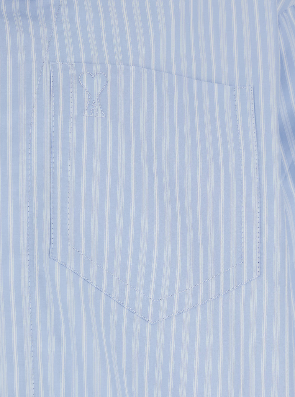 Ami Paris Men Light Blue Shirt With Classic Collar And Stripe Motif In Cotton Men AMI PARIS