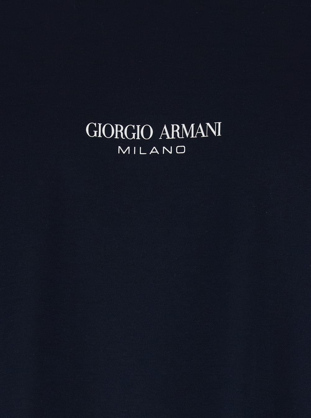 Giorgio Armani Men Blue Crew-Neck T-Shirt With Raised Collar And Logo On The Front In Cotton Man GIORGIO ARMANI
