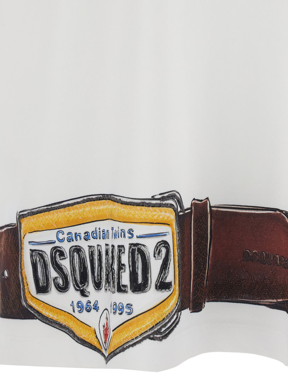 Dsquared2 Men White Crew Neck T-Shirt With Front And Back Print In Cotton For Men DSQUARED2