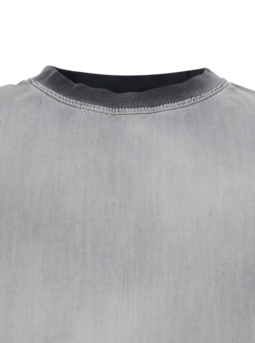 Diesel Men Grey Crew-Neck T-Shirt With Faded Effect In Tech Fabric Man DIESEL