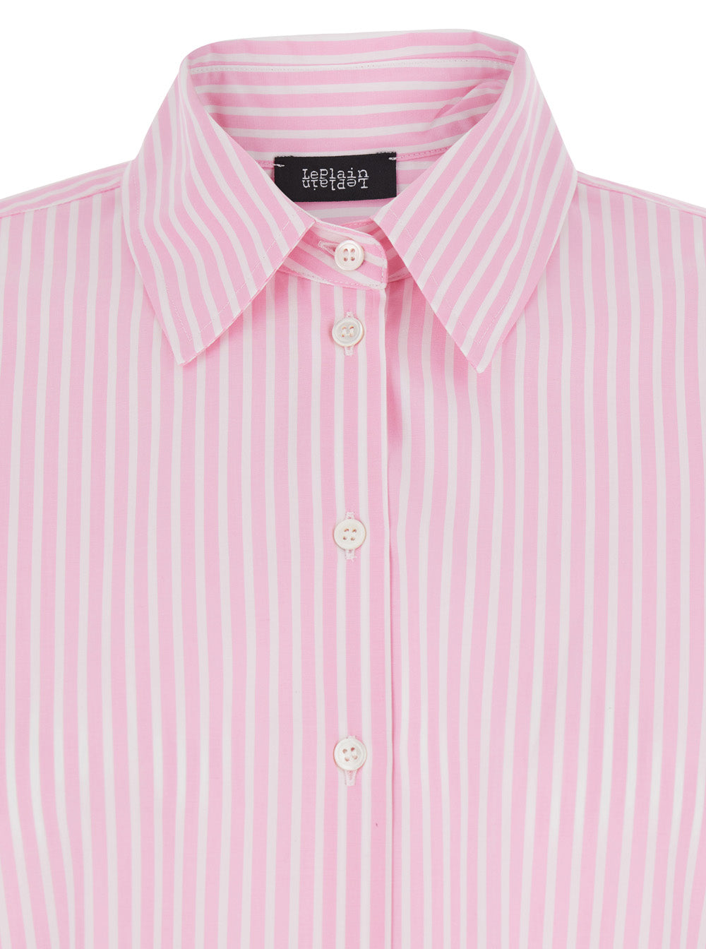 Leplain Women Pink Shirt With Classic Collar And Striped Motif In Cotton Woman LEPLAIN