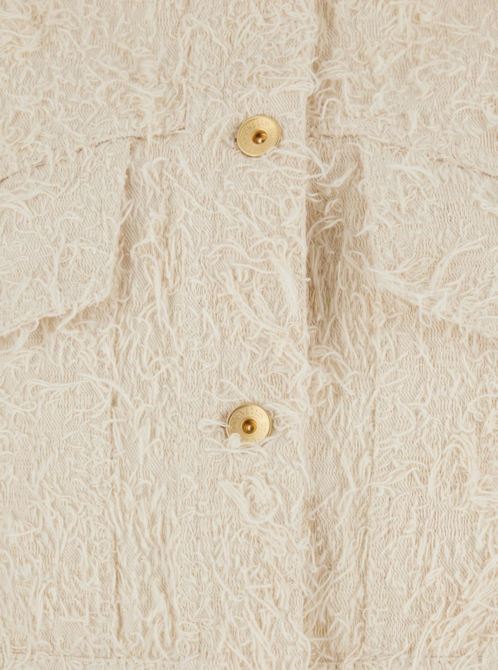 Brunello Cucinelli Women White Jacket With Classic Collar And All-Over Fringed Details In Cotton Woman BRUNELLO CUCINELLI