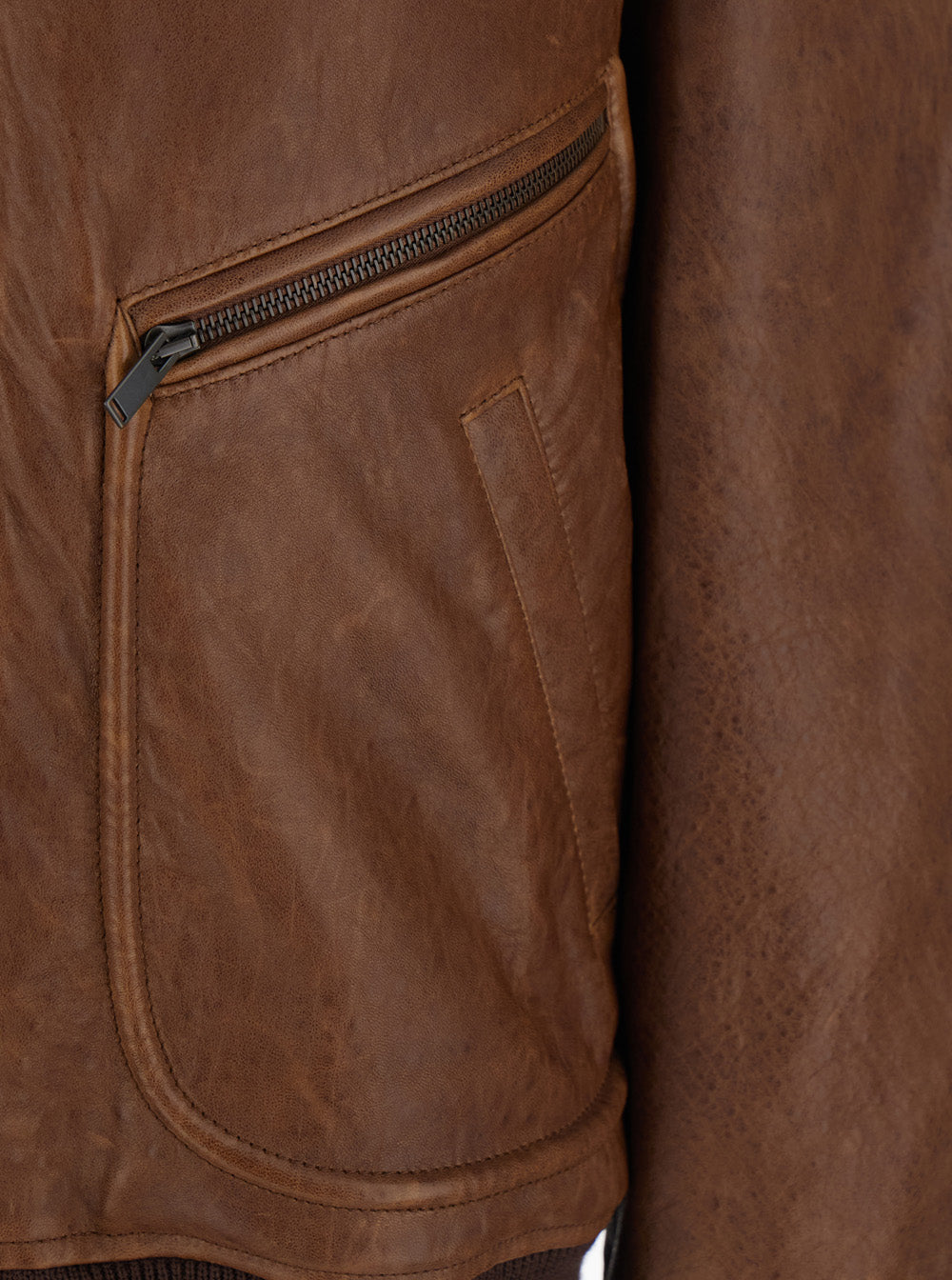 Saint Laurent Women Brown Leather Bomber Jacket With Classic Collar For Women SAINT LAURENT