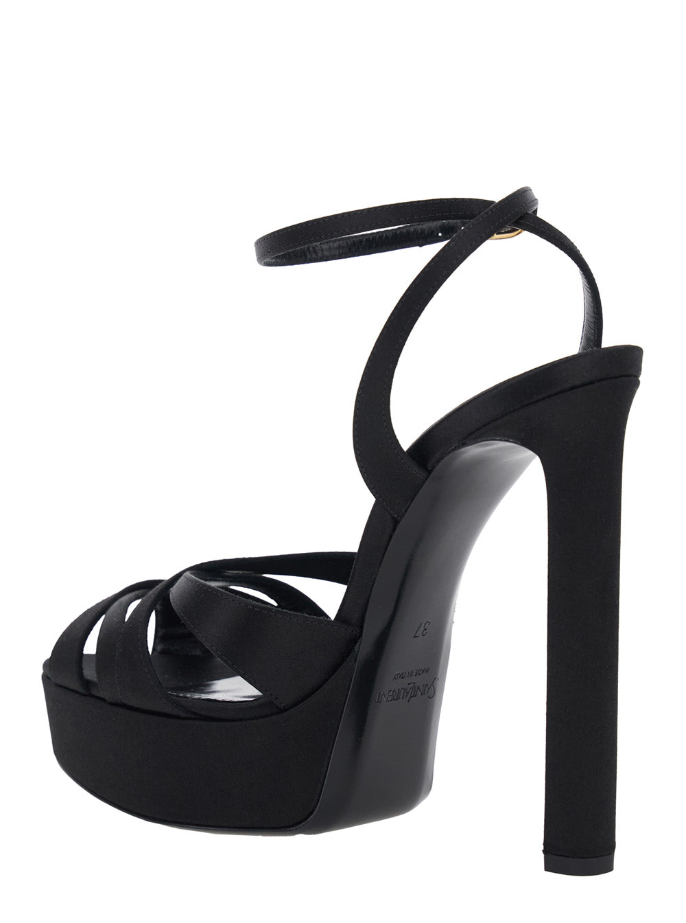 Saint Laurent Women Chandelle 110 High Heel Sandals In Black Leather For Women SAINT LAURENT