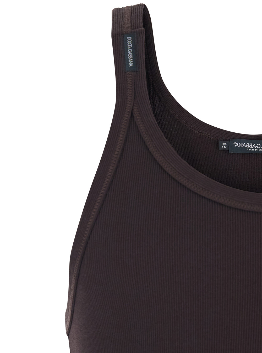Dolce & Gabbana Men Brown Ribbed Crew Neck Top In Cotton For Men DOLCE & GABBANA