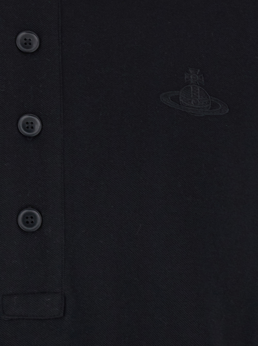 Vivienne Westwood Men Black Long Sleeve Polo With Tone-On-Tone Orb In Cotton For Men