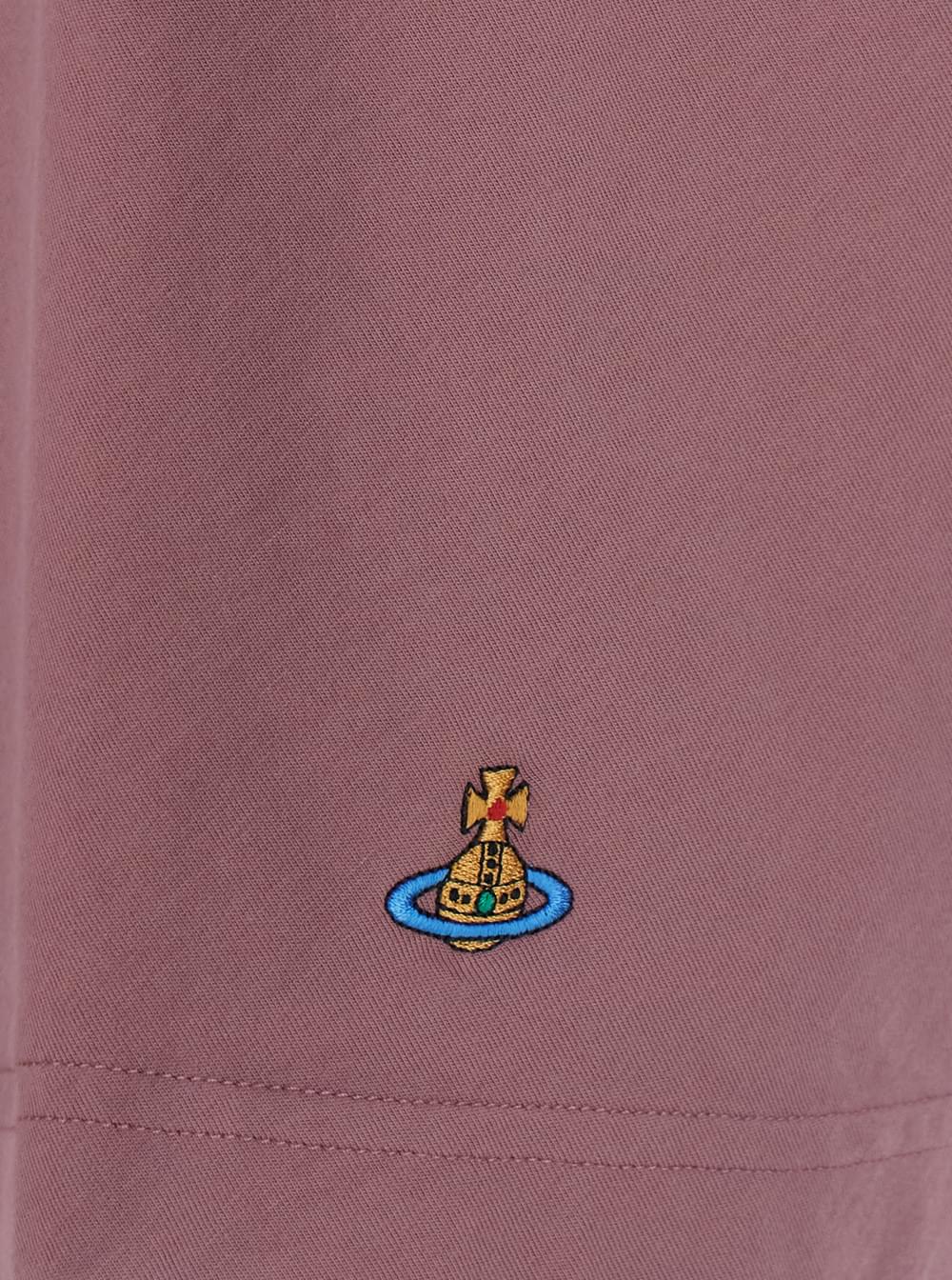 Vivienne Westwood Men Pink Crew Neck T-Shirt With Orb Logo Detail On The Front In Cotton For Men VIVIENNE WESTWOOD