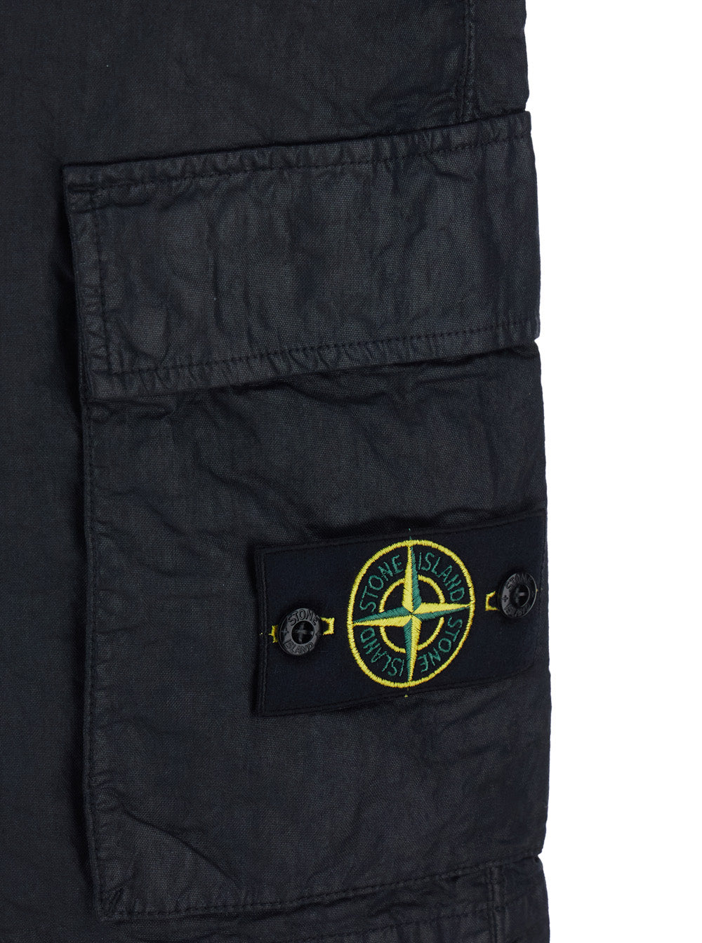Stone Island Men Black Bermuda With Two Cargo Pockets And Logo Patch On The Pocket In Tech Fabric Men STONE ISLAND