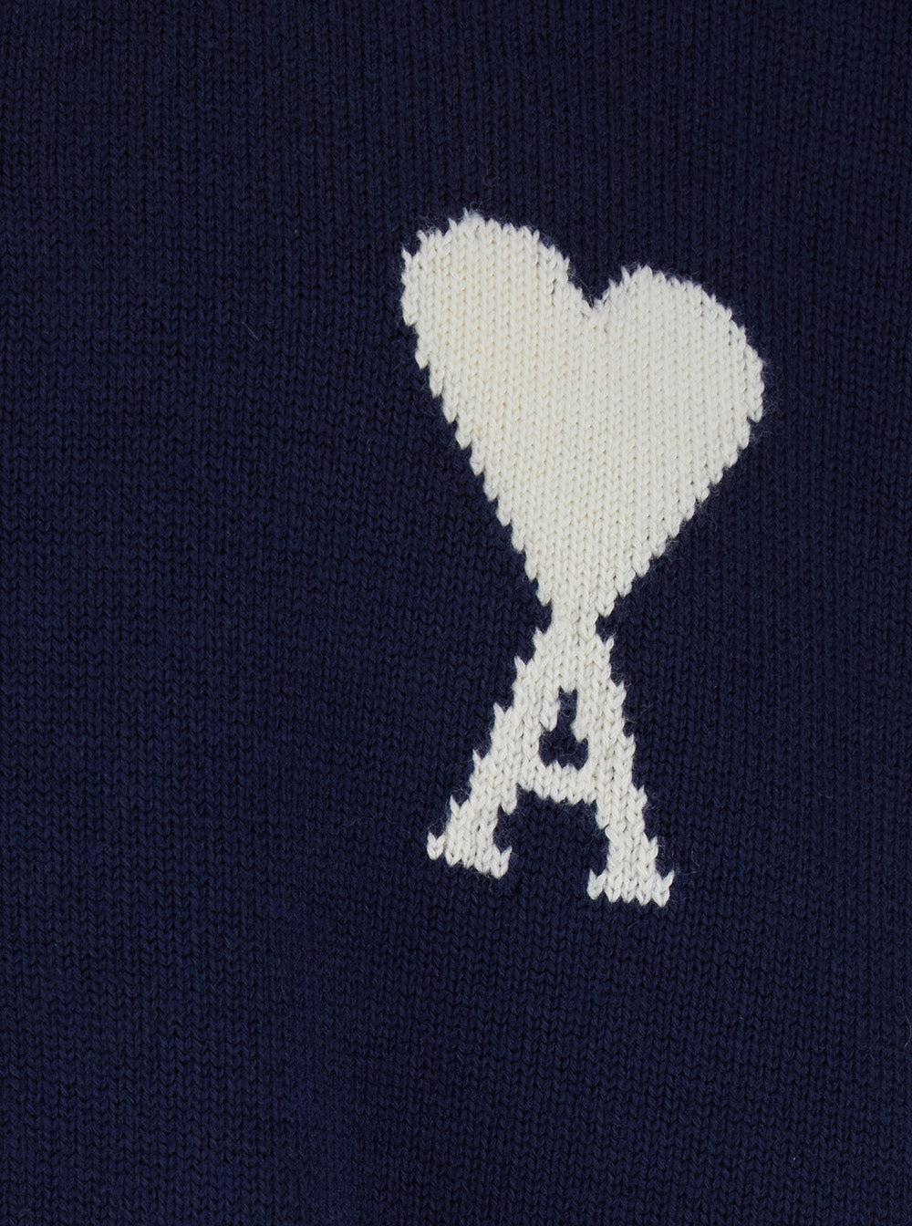 Ami Paris Men Blue Crew Neck Cardigan With Contrasting Adc Logo On The Front In Cotton And Wool Blend Man AMI PARIS