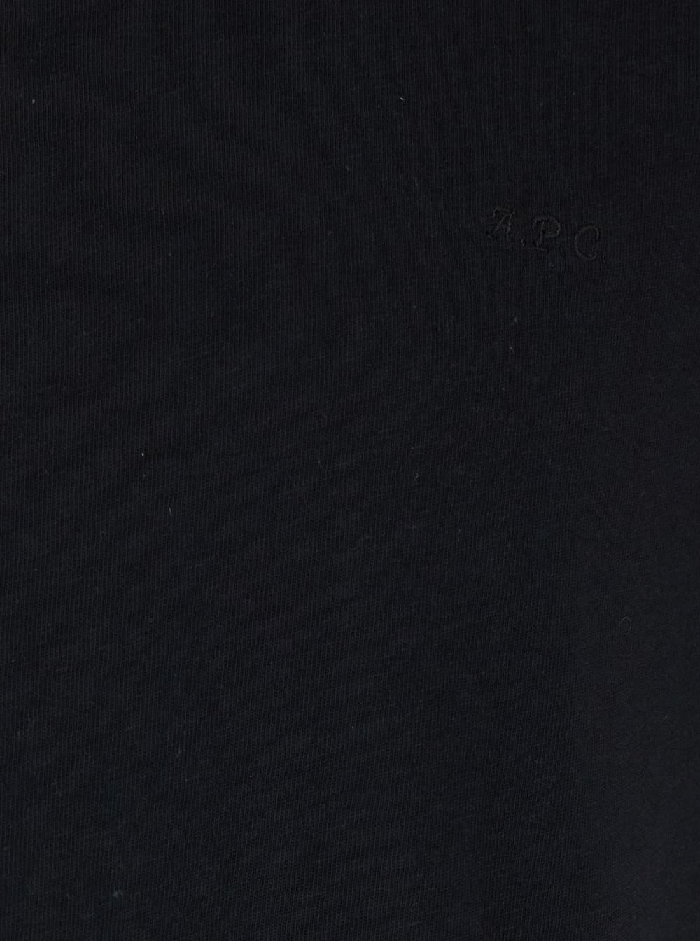 A.P.C. Men Black Crew Neck T-Shirt With Contrasting Details On The Neck And Sleeves In Cotton And Linen Blend Man A.P.C.