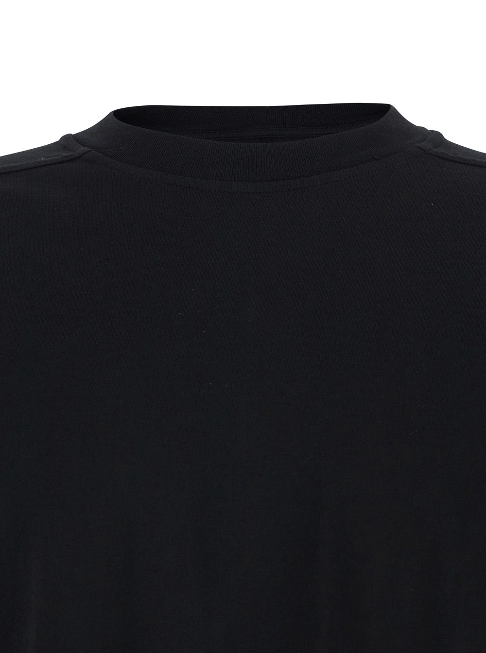 Drkshdw Men Black Cotton Crew Neck T-Shirt With Raised Collar DRKSHDW