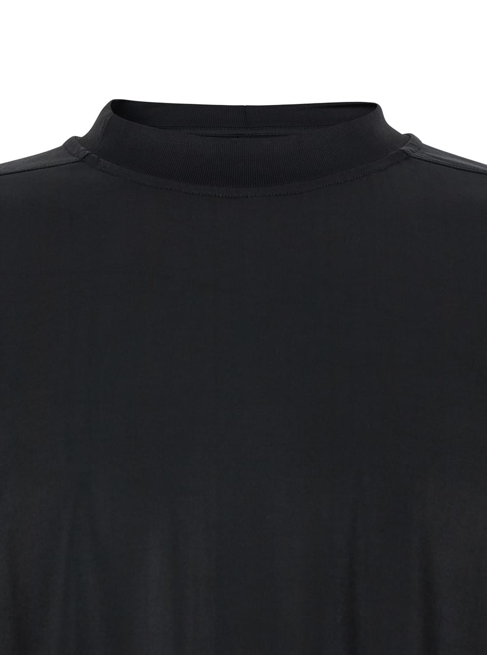 Drkshdw Men Black Crew Neck T-Shirt With Raised Collar In Tech Fabric For Men DRKSHDW