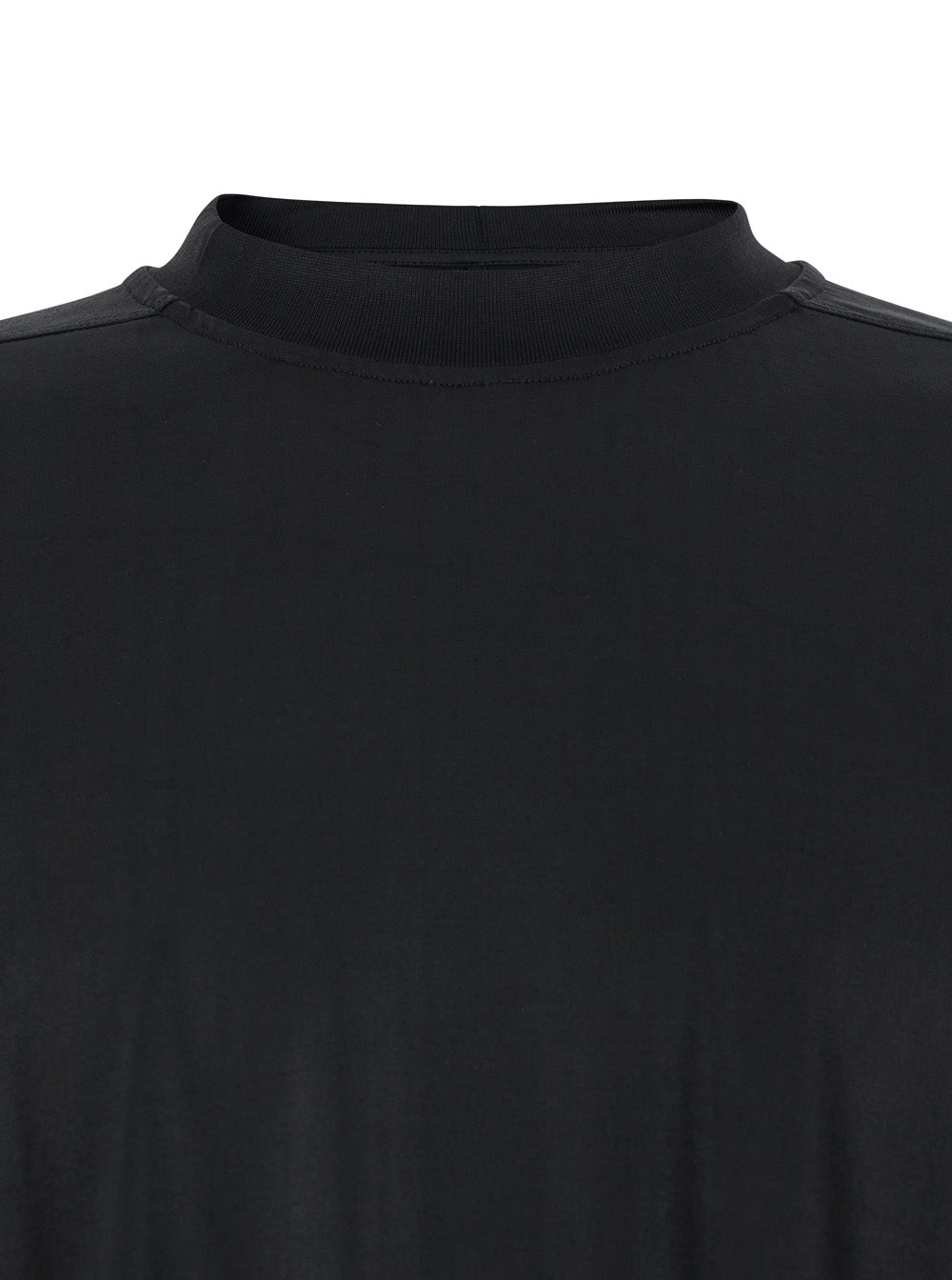 Drkshdw Men Black Crew Neck T-Shirt With Raised Collar In Tech Fabric For Men DRKSHDW