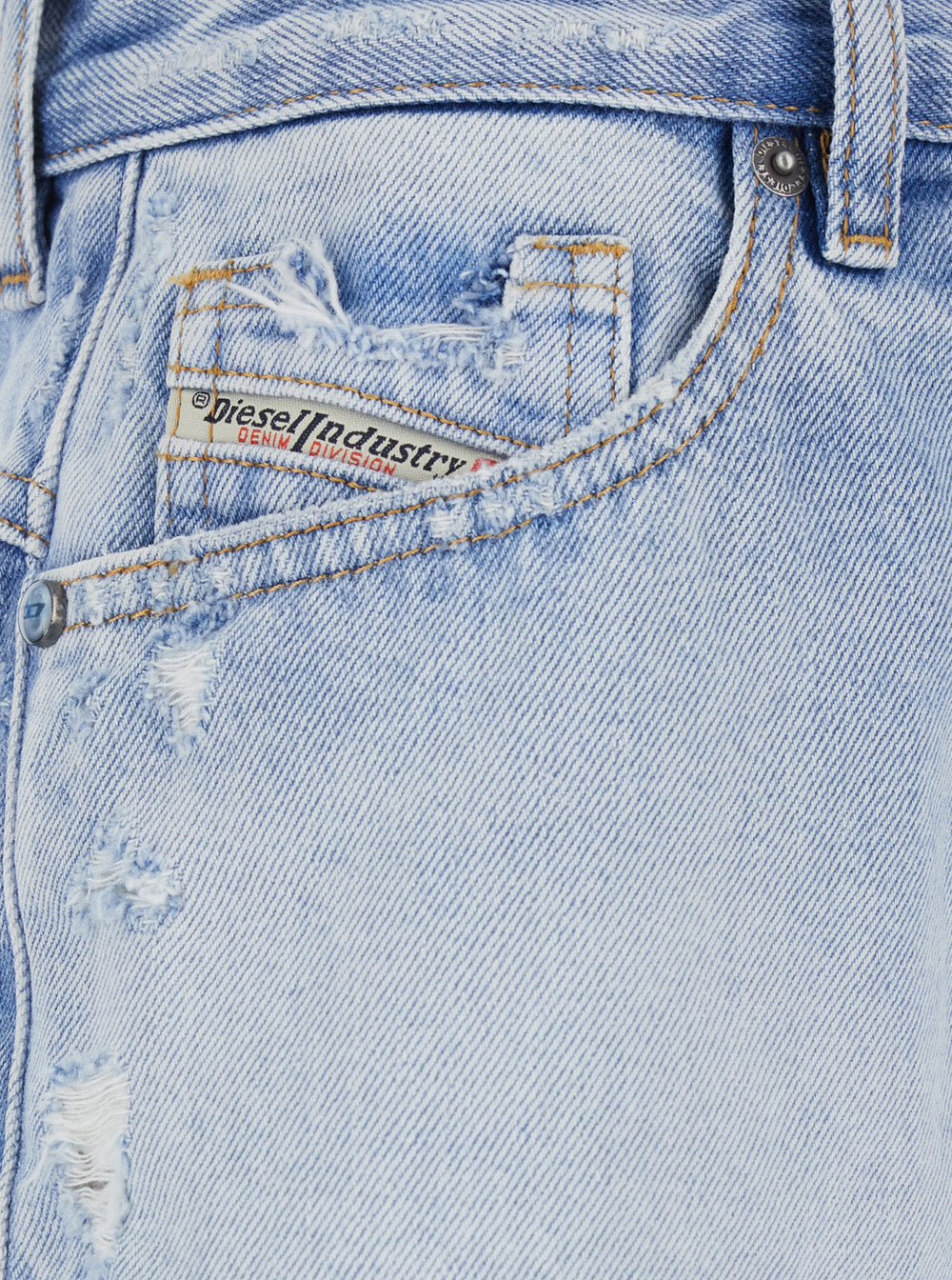 Diesel Women Light Blue Shorts With Cut-Out Detail In Denim Woman DIESEL