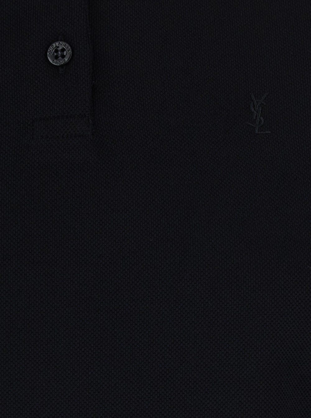 Saint Laurent Women Black Cotton Embroidered Pique Polo Dress SAINT LAURENT