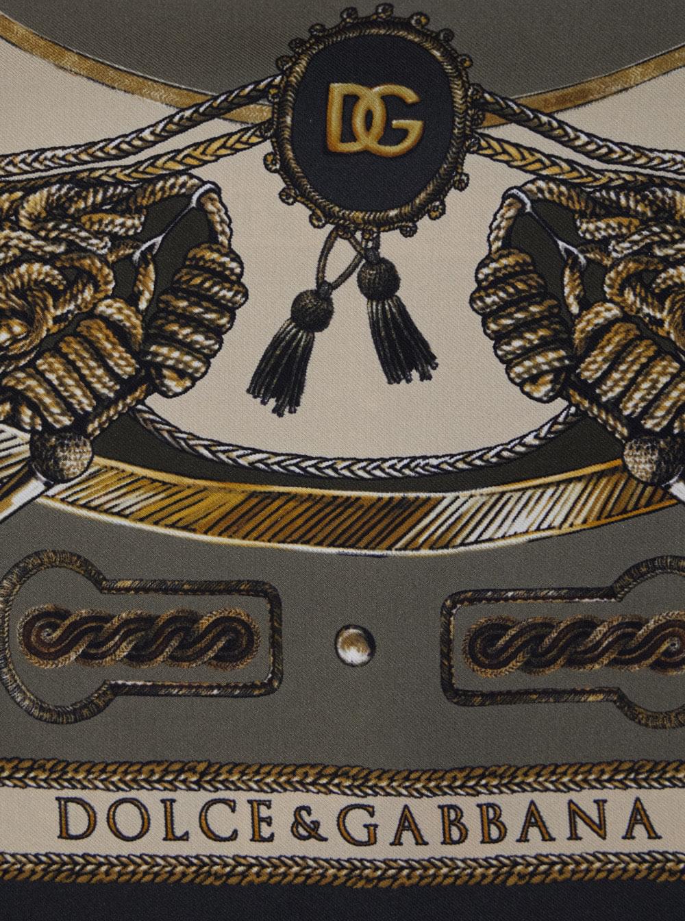 Dolce & Gabbana Men Gray Printed Scarf For In Silk For Men DOLCE & GABBANA
