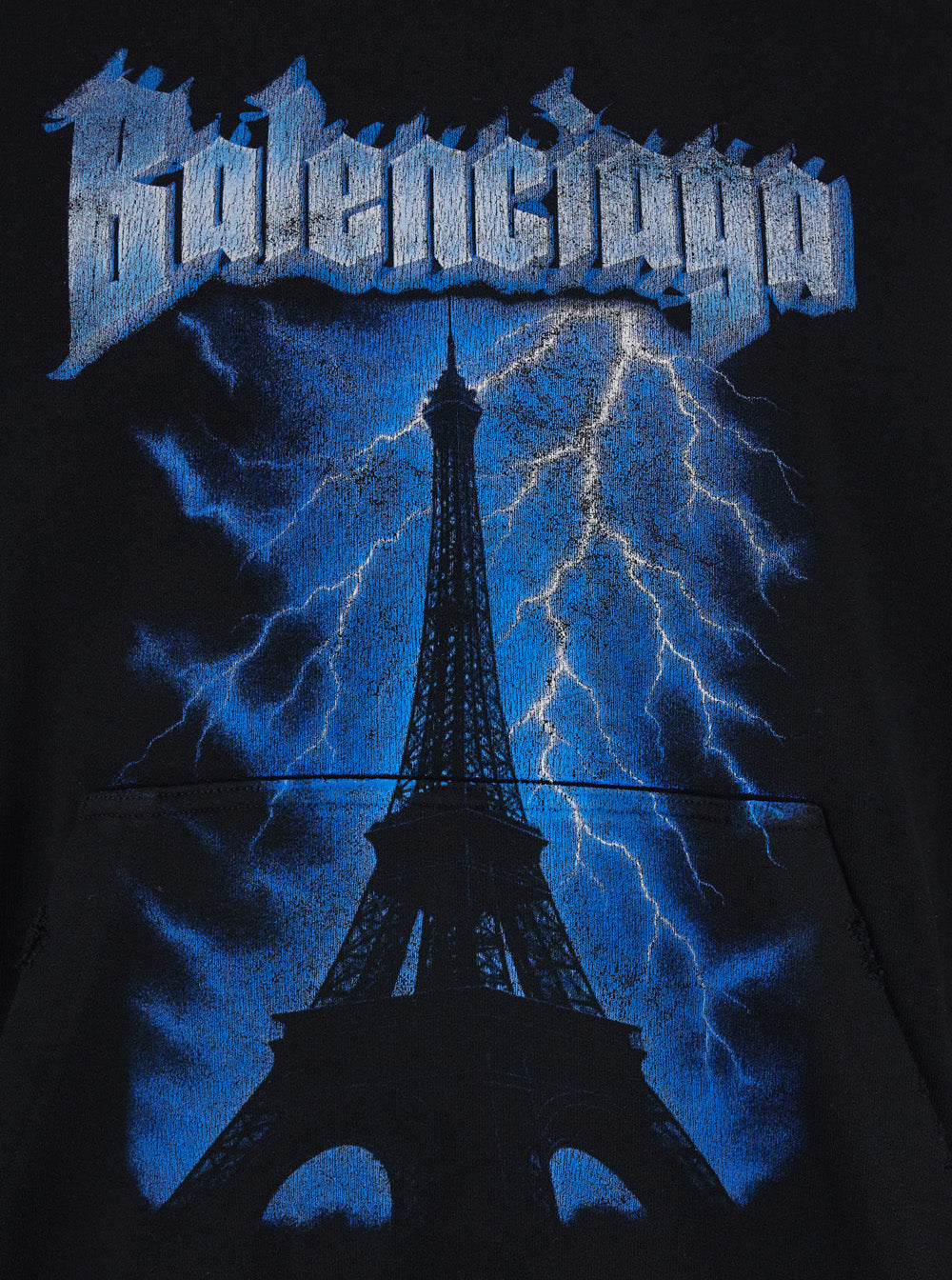 Balenciaga Men Black Hoodie With Fixed Hood And Maxi Logo Print On The Front In Cotton For Men BALENCIAGA