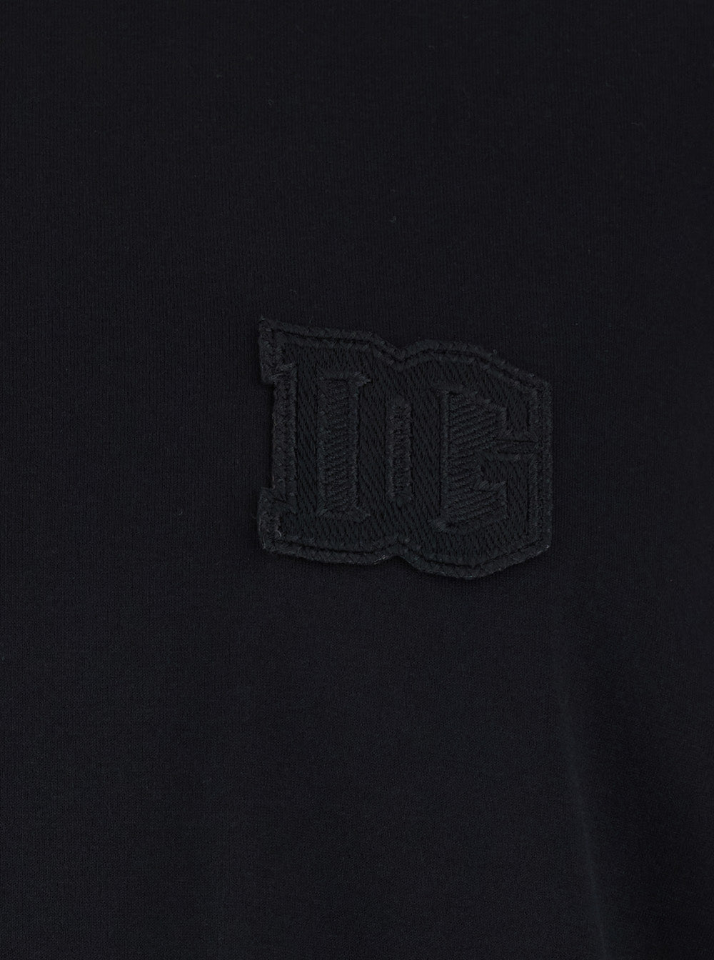 Dolce & Gabbana Men Black Crew Neck T-Shirt With Logo On The Front In Cotton For Men DOLCE & GABBANA