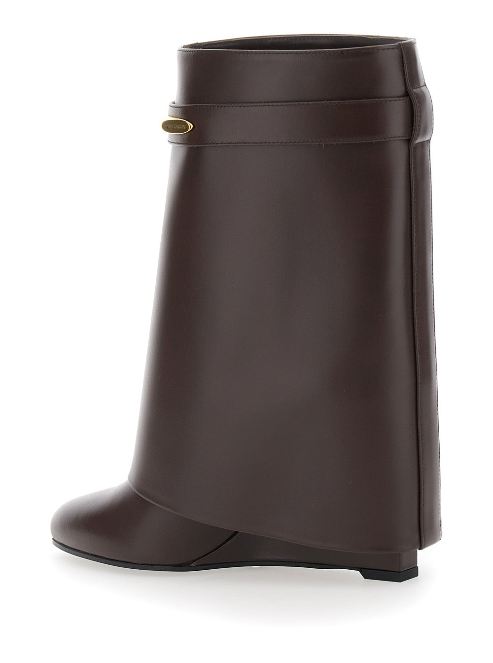 Givenchy Women Brown Wedge Heel Ankle Boots With Logo Plate On The Side In Leather For Women GIVENCHY