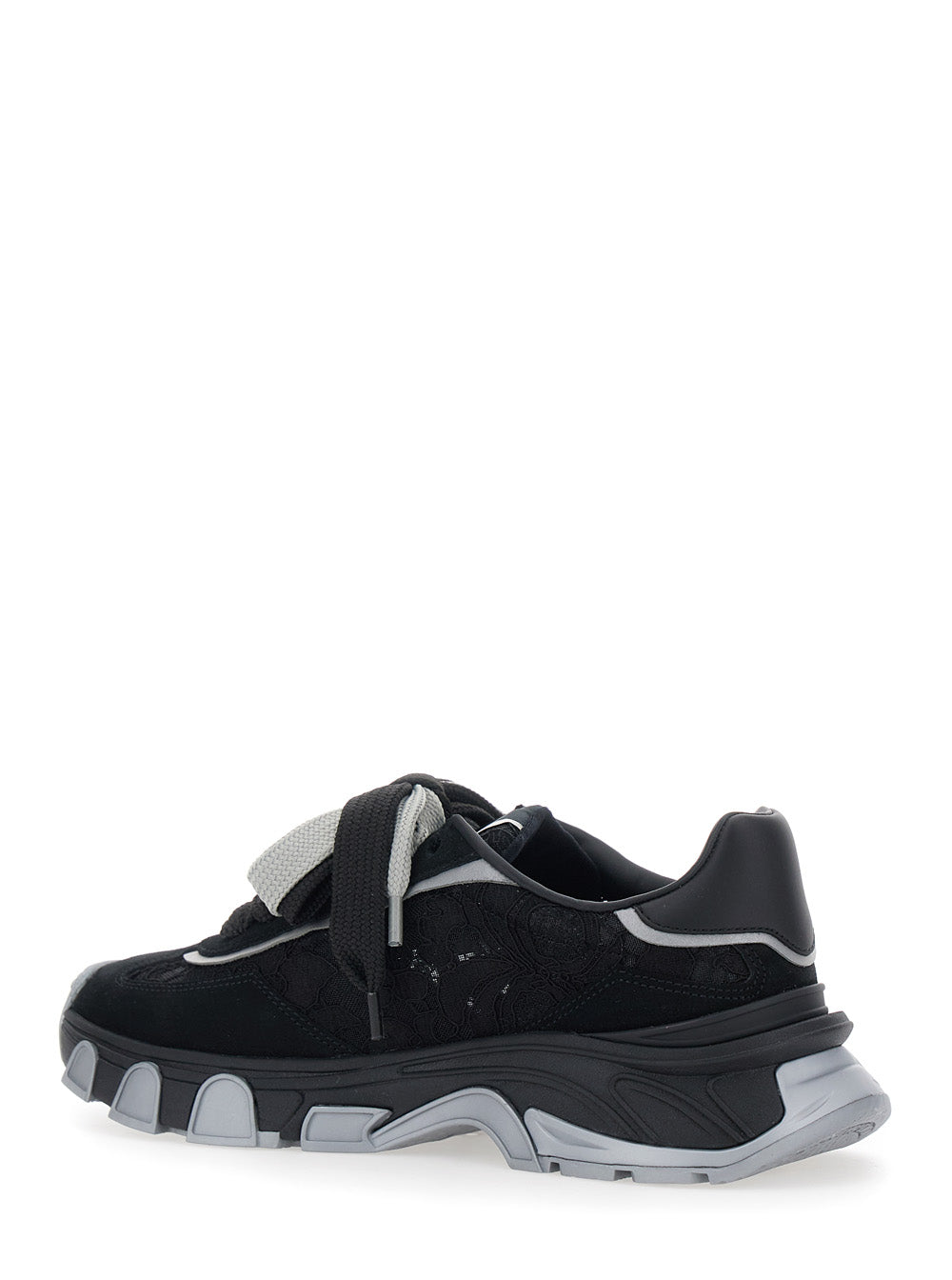 Dolce & Gabbana Women Black Low Top Sneakers With Logo Patch On The Tongue And Lace Panels In Suede Woman DOLCE & GABBANA