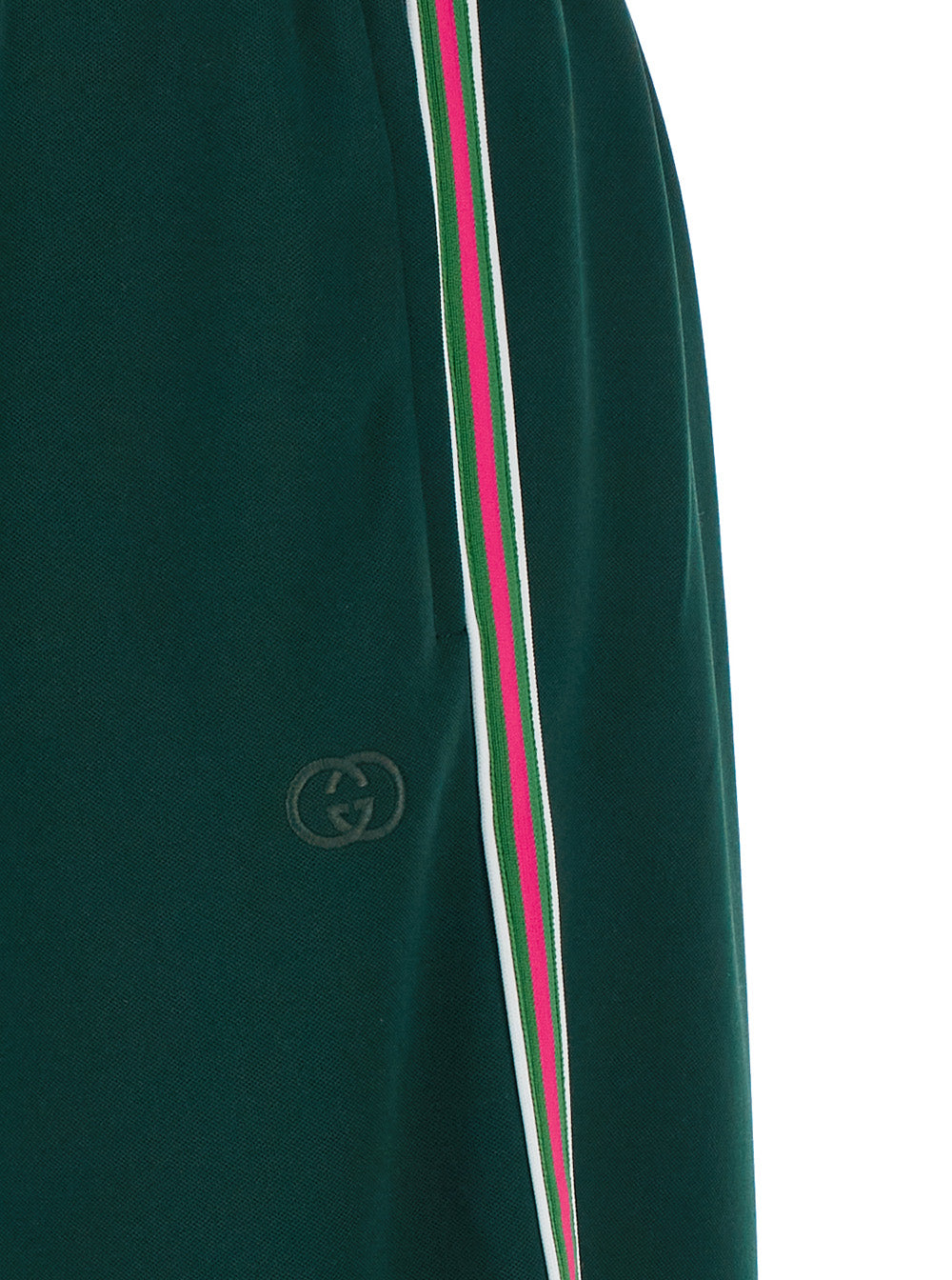 Gucci Women Green Pants With Stripe Details In Tech Fabric For Women GUCCI