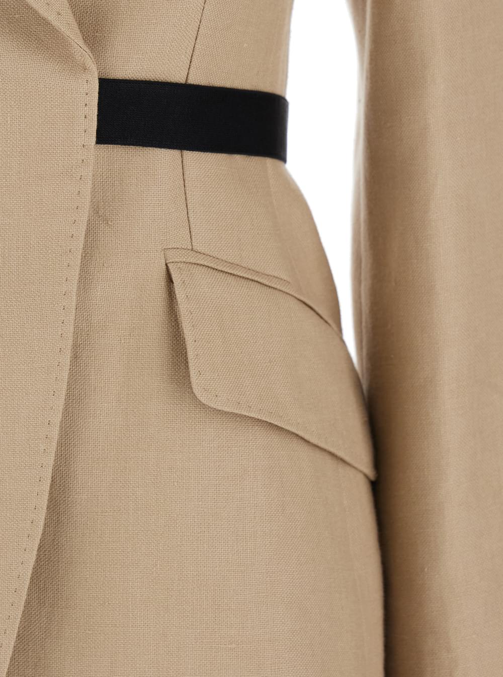 Max Mara Women Mxsfionda Beige Linen Jacket With Front Closure For Women MAX MARA