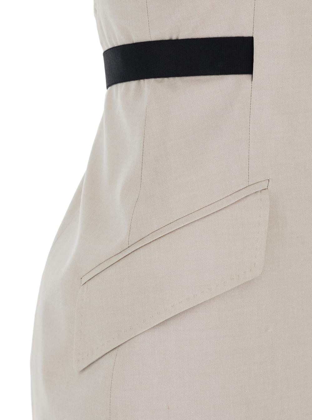 Max Mara Women Beige Dress With Notched Revers And Open Back In Blend Cotton And Virgin Wool Woman MAX MARA