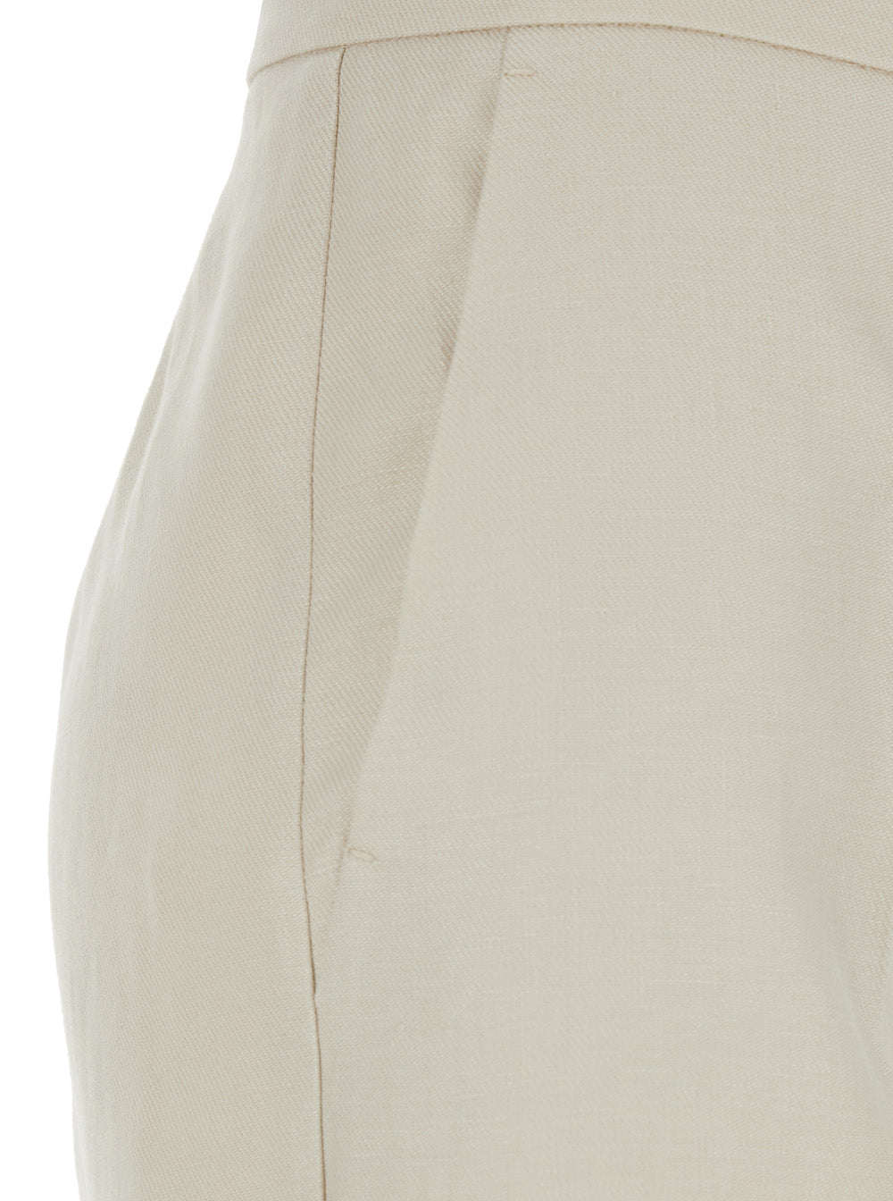 Max Mara Women Beige High-Waisted Linen Pants For Women MAX MARA