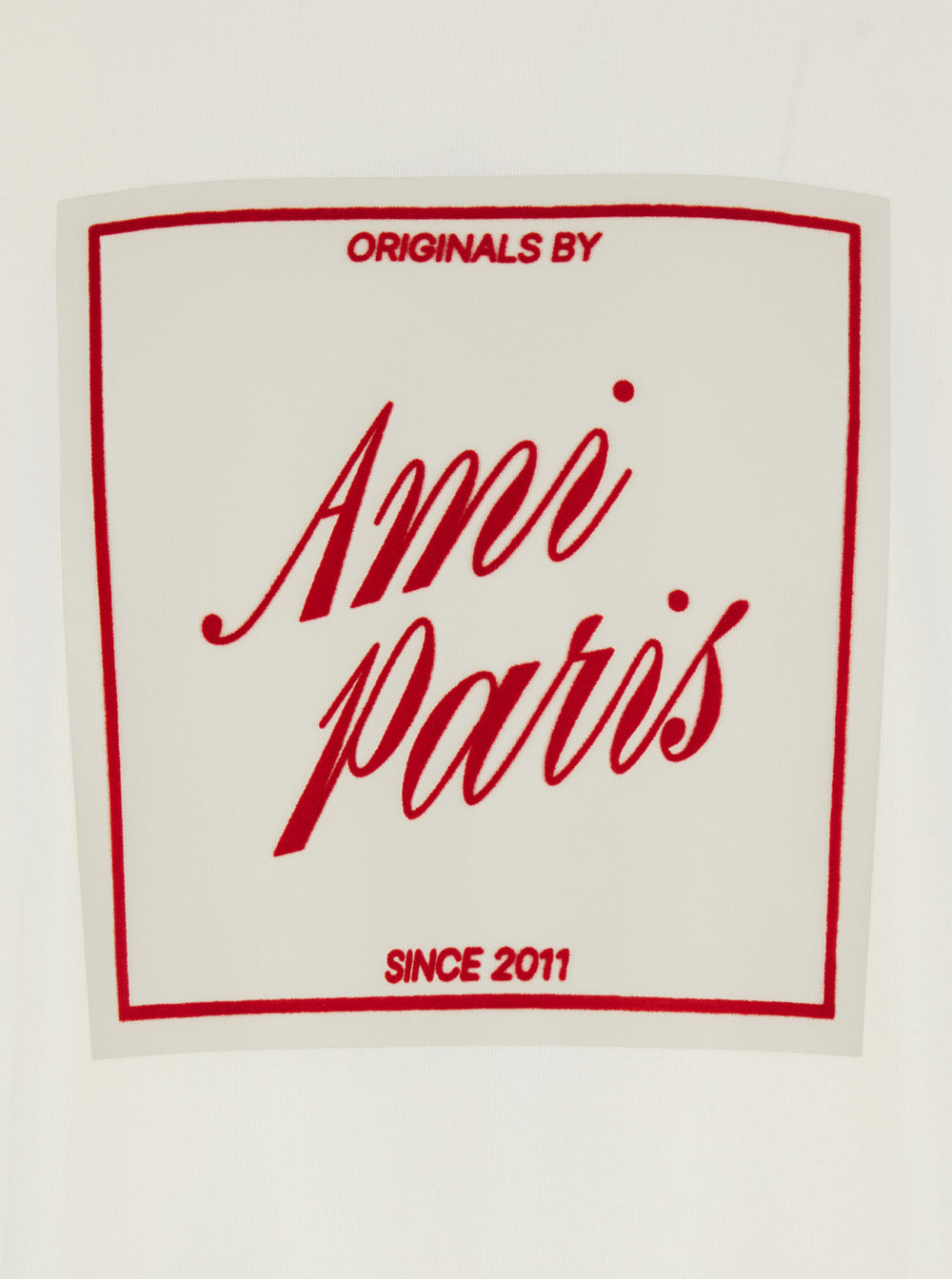 Ami Paris Men White T-Shirt With Maxi Logo Print On The Front In Cotton For Men AMI PARIS