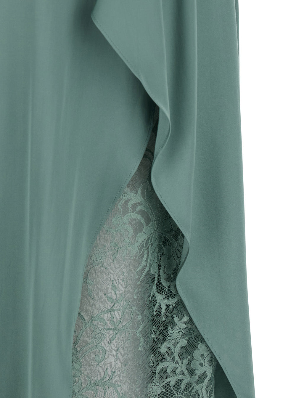 Acne Studios Women Green Dress 'Docketta Vis Soft Satin' With V-Neck And Long Silk Sleeves For Women ACNE STUDIOS