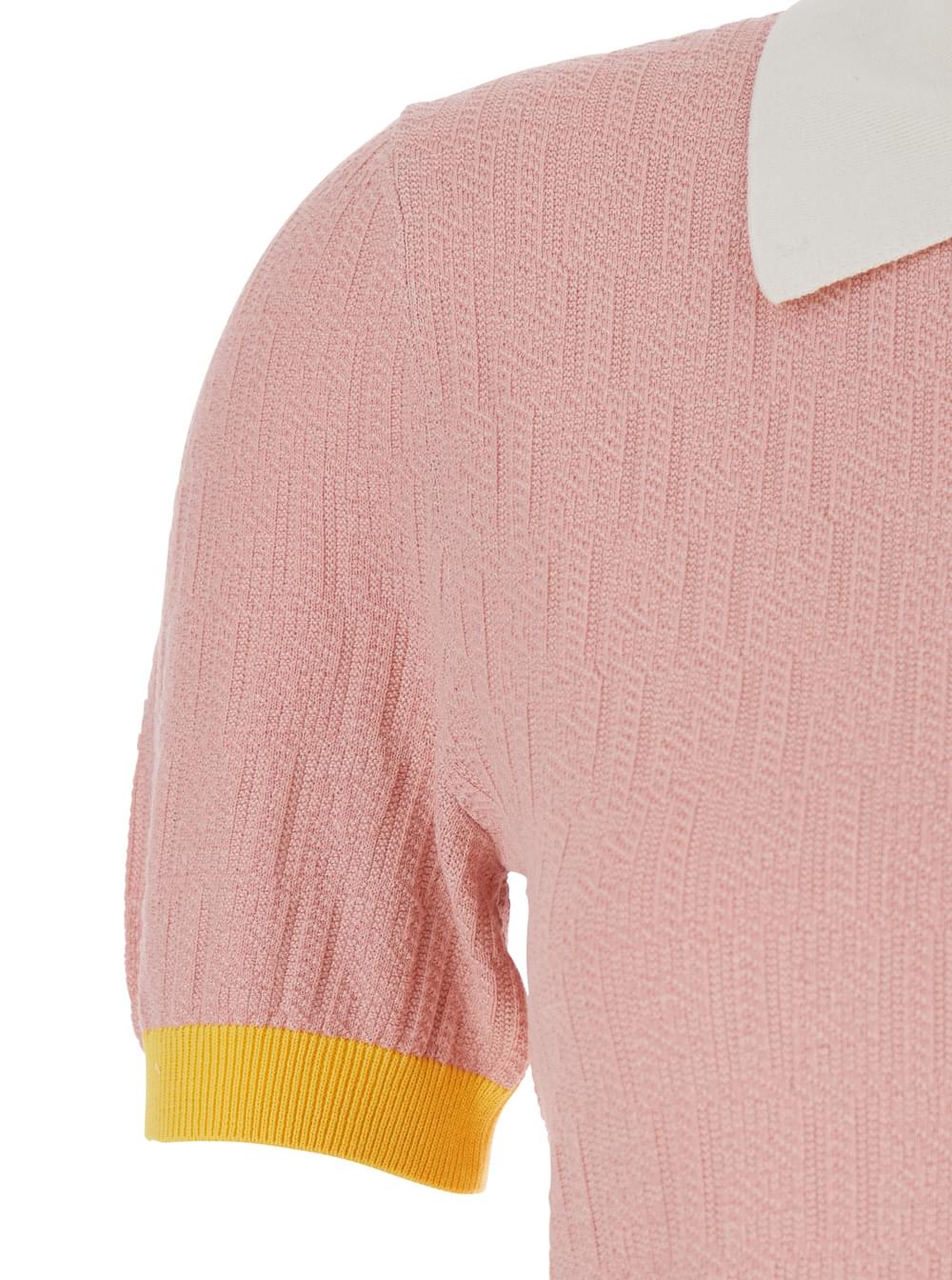 Fendi Women Pink Dress With Classic Collar In Cotton And Silk Blend For Women FENDI