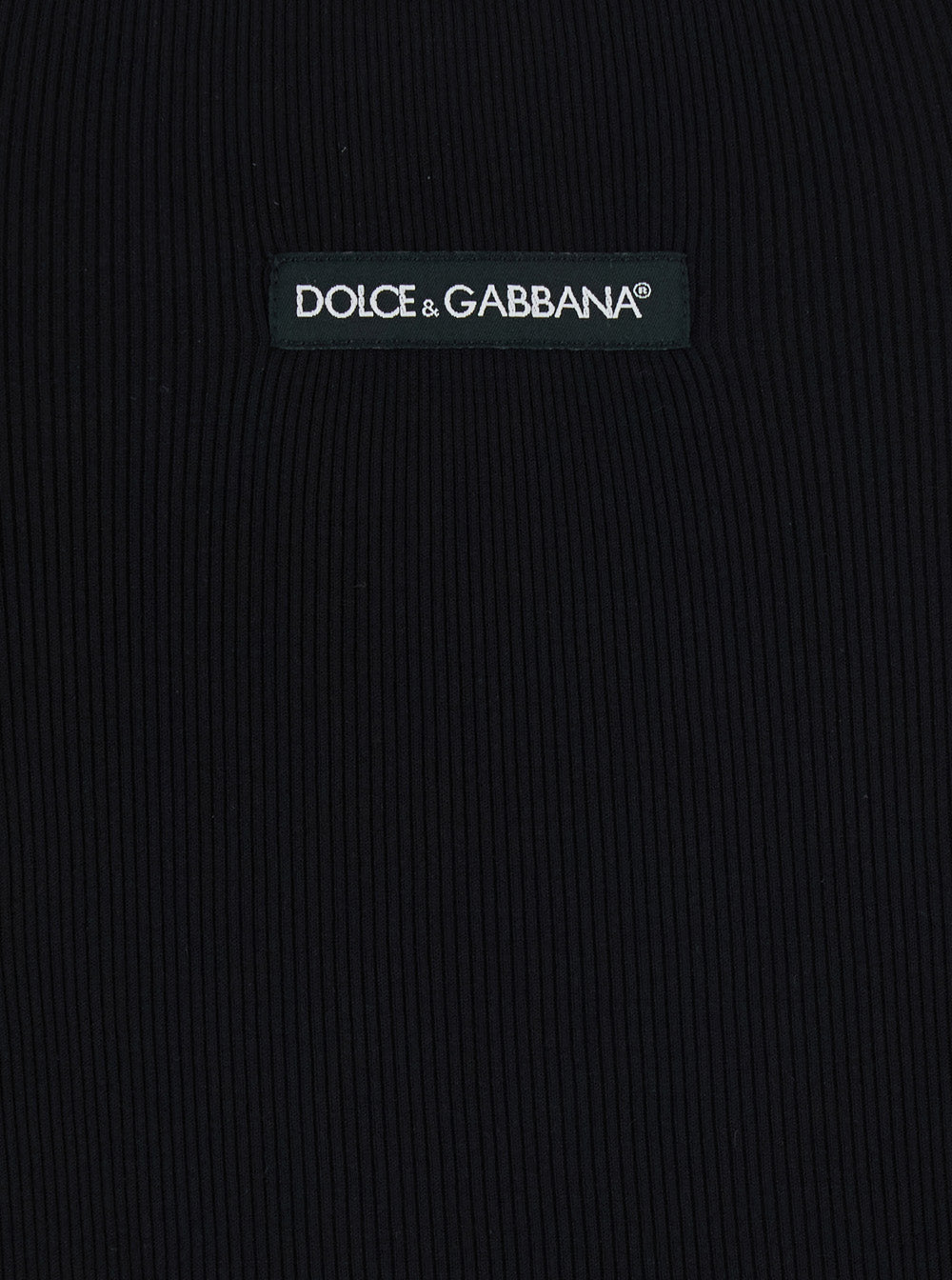 Dolce & Gabbana Men Black Sleeveless Top With Round Neck And Logo Patch On The Front In Cotton For Men DOLCE & GABBANA