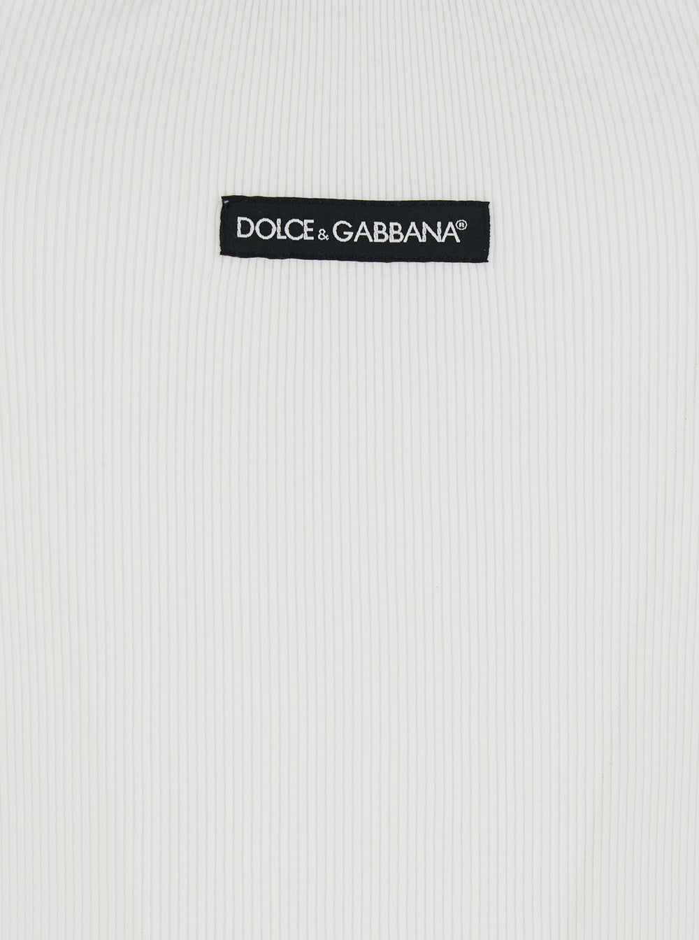 Dolce & Gabbana Men White Sleeveless Tank Top With Round Neck And Logo Patch On The Front In Cotton For Man DOLCE & GABBANA