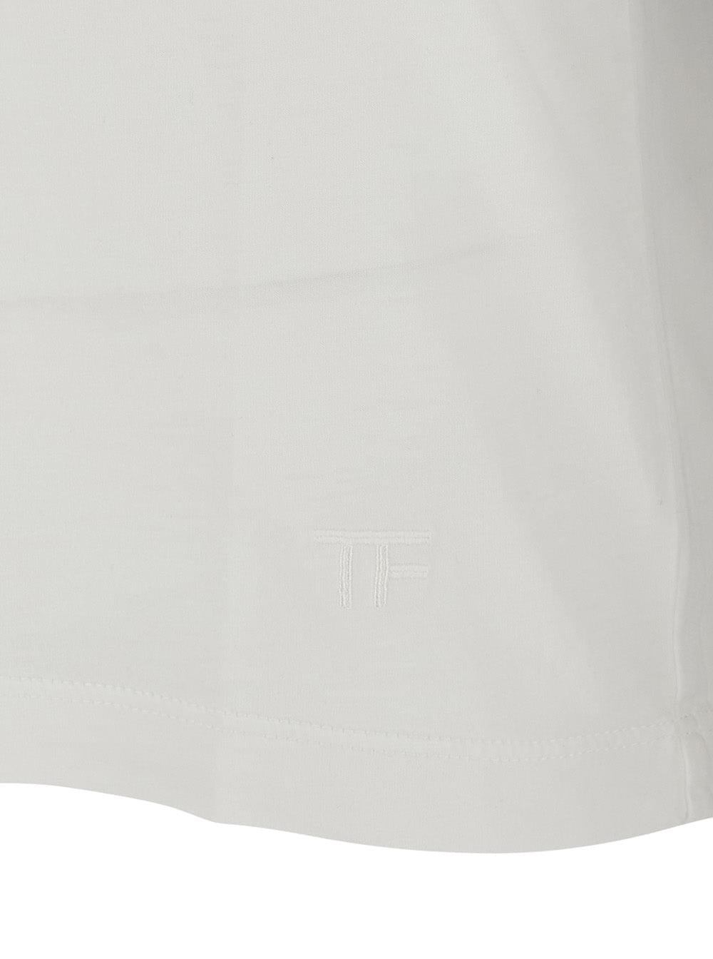Tom Ford Men T-Shirt 'Cotton Silk Ss' White With Round Neck In Cotton And Silk Men TOM FORD